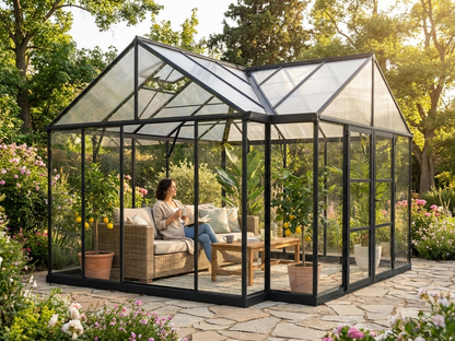 Polycarbonate Orangery with Black Aluminium Frame