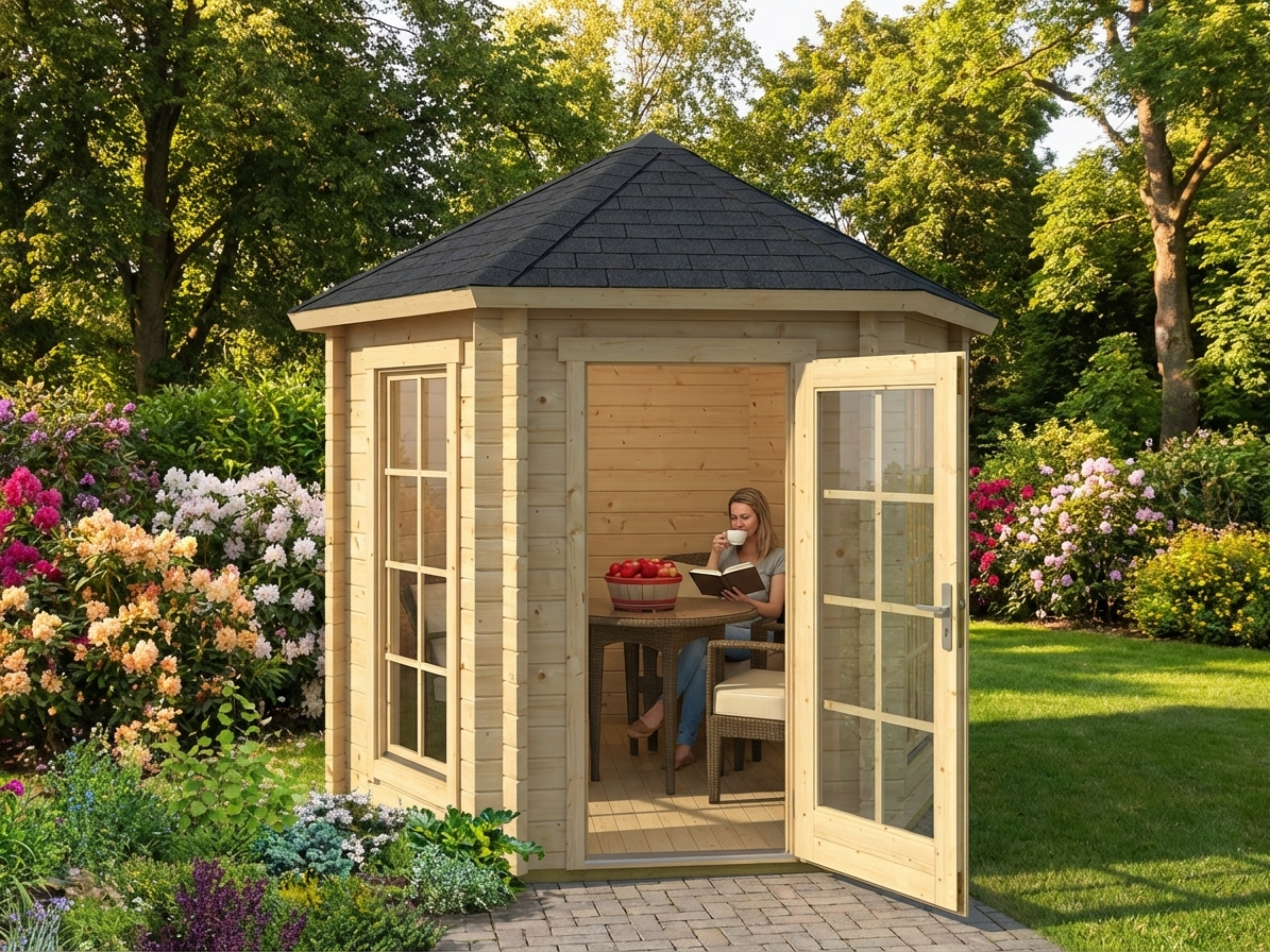 Wooden Gazebo made from Nordic Spruce, natural finish