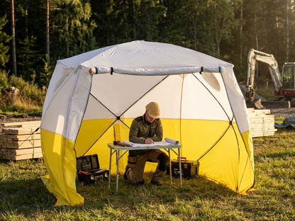 PVC Work Tent in Yellow/White with Flame Retardant Material - view 3