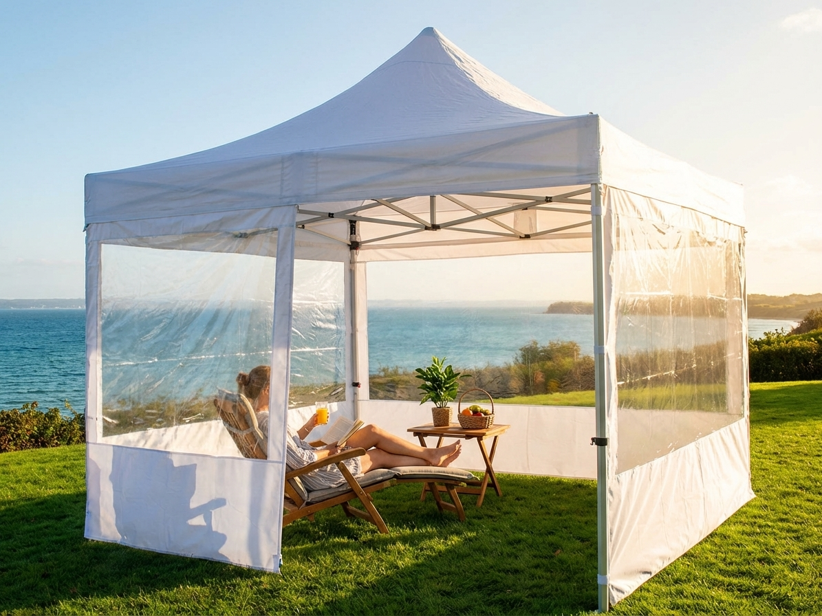 Clear pop-up gazebo 3x3m with PVC roof and steel frame - view 3