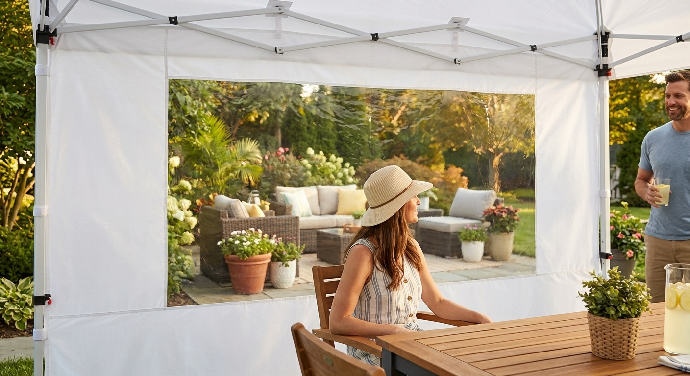 Panorama Window Sidewall in white for FleXtents - view 3