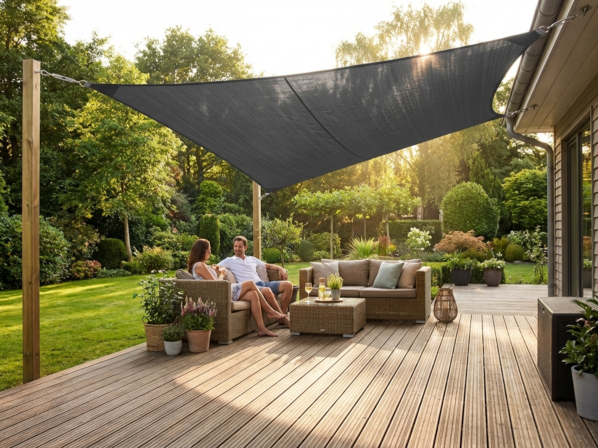 Anthracite sun sail 5x5x7 m for outdoor shading