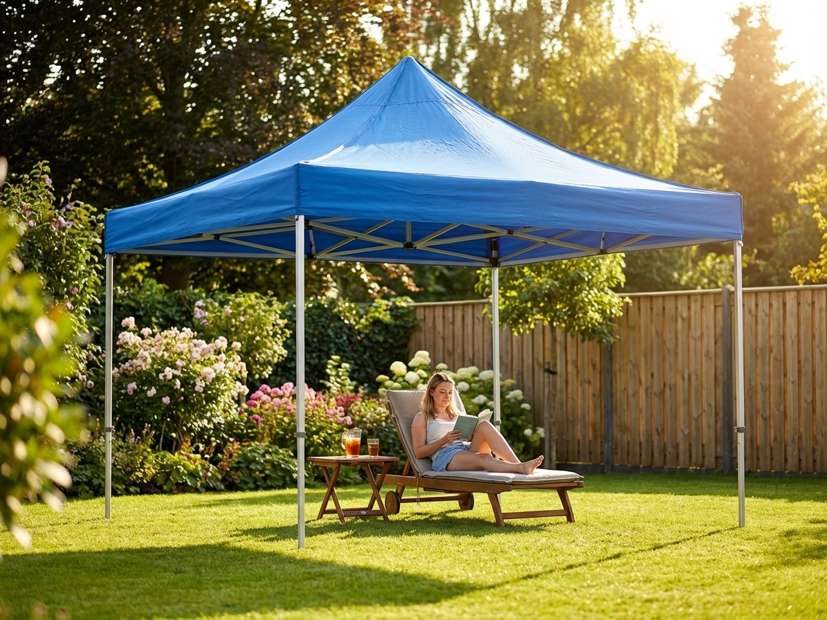 Pop up gazebo 4x4m blue with aluminium frame for outdoor use - view 3