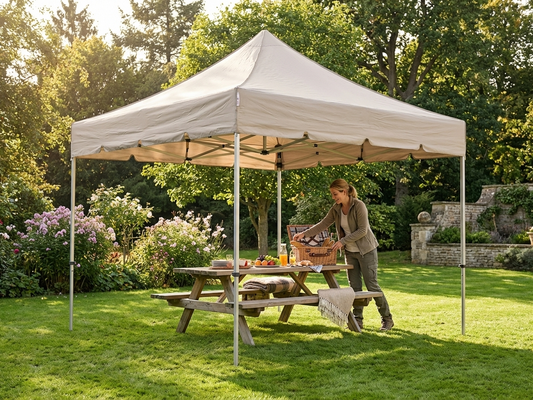Pop up gazebo in latte colour with aluminium frame for outdoor events - product detail