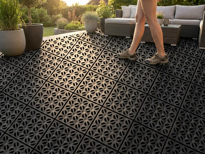 Plastic flooring in black, made of high-quality polyethylene for industrial and domestic use - view 3