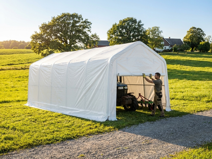 White storage shelter 4x12m outdoor garage - view 3