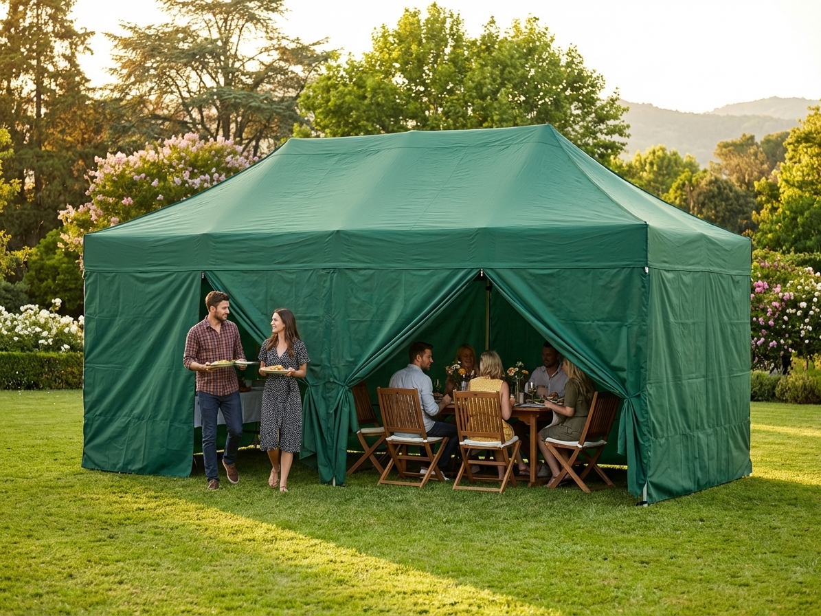 Green pop-up gazebo with aluminium frame - view 3