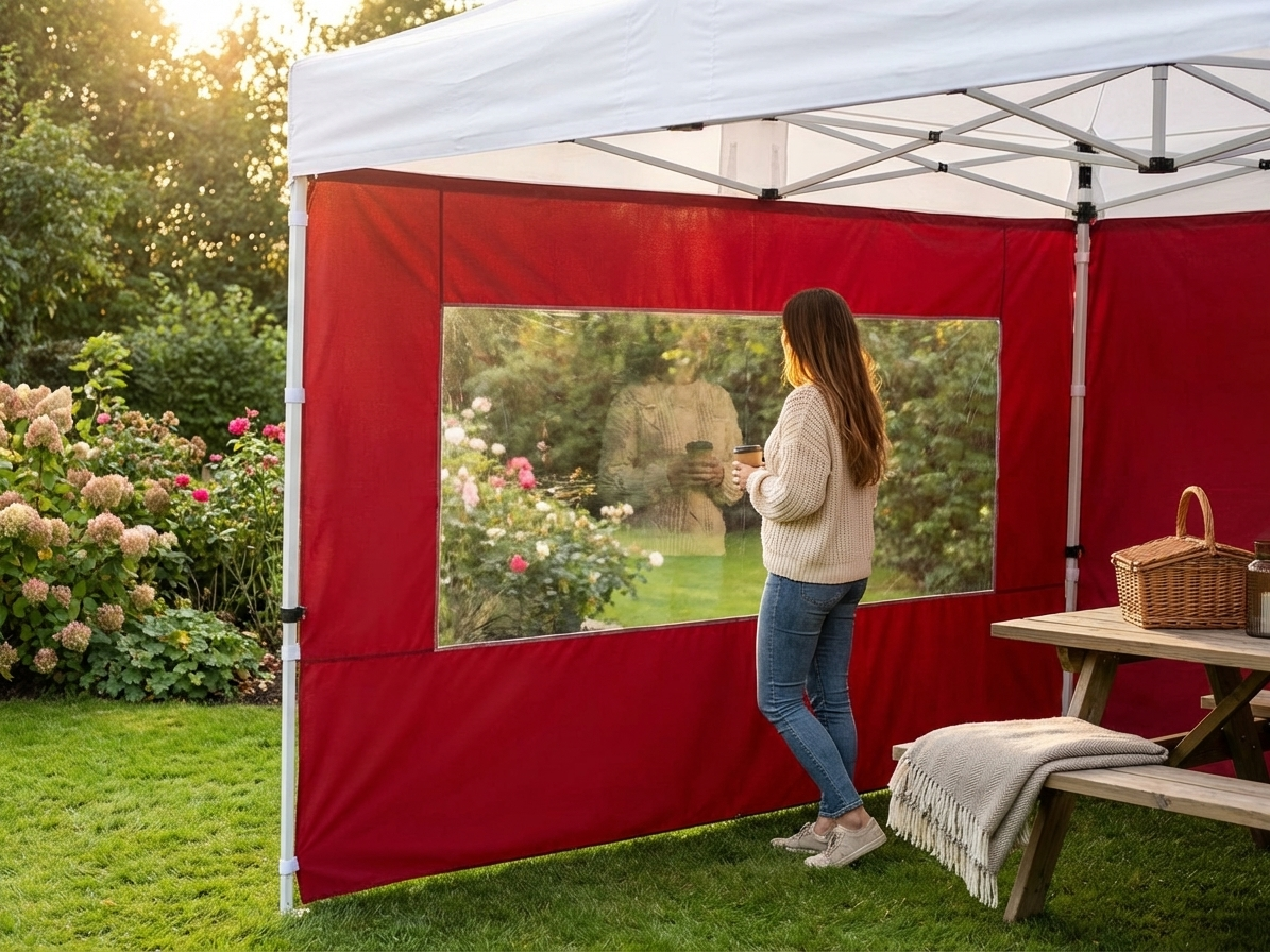 Sidewall with panorama window, 4m red, for outdoor events - view 3