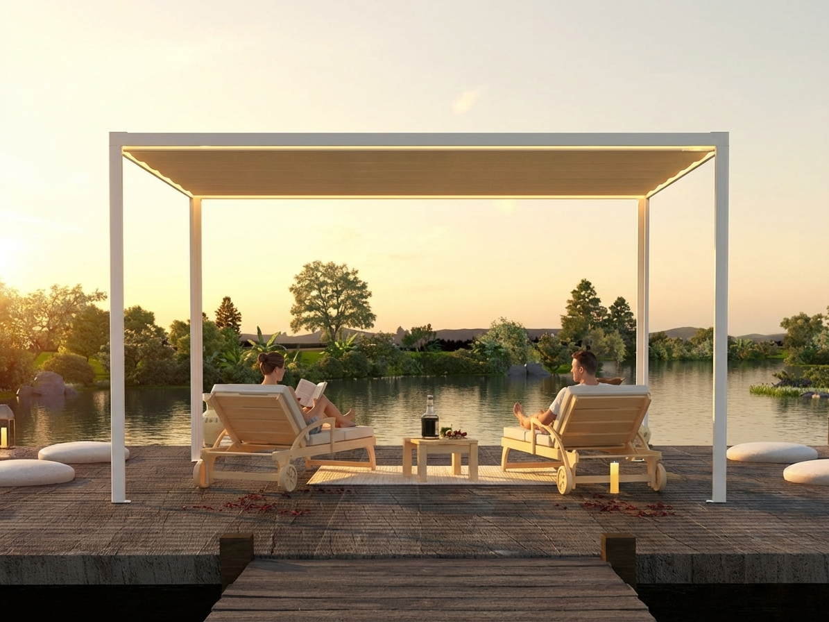 Pergola Gazebo 4x3m White/Beige for Outdoor Use