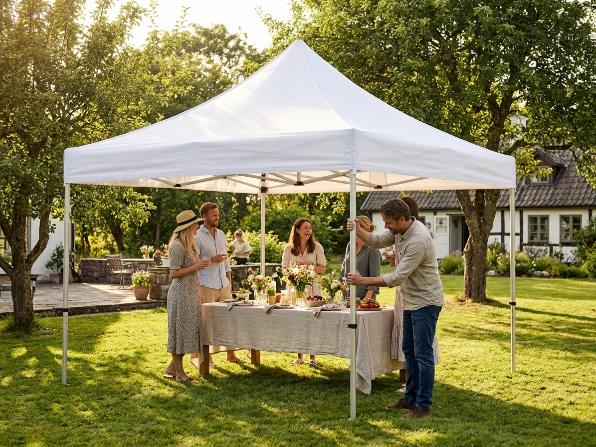 White gazebo roof cover for 4x12m, polyester with PVC - view 3
