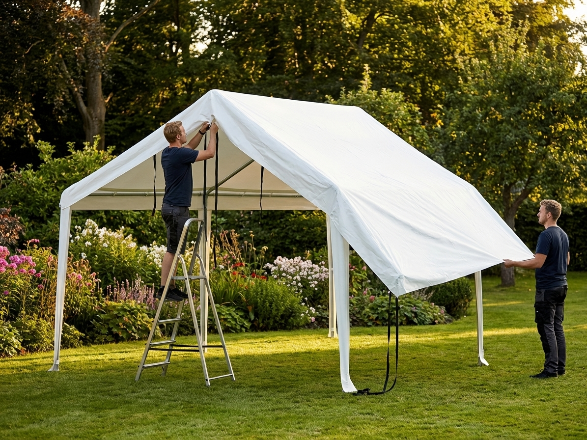 White PVC roof cover 6x2m for outdoor use - view 3