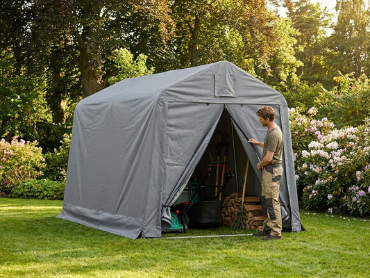 Grey PVC roof cover for 2.4x3.6m storage tent, outdoor use