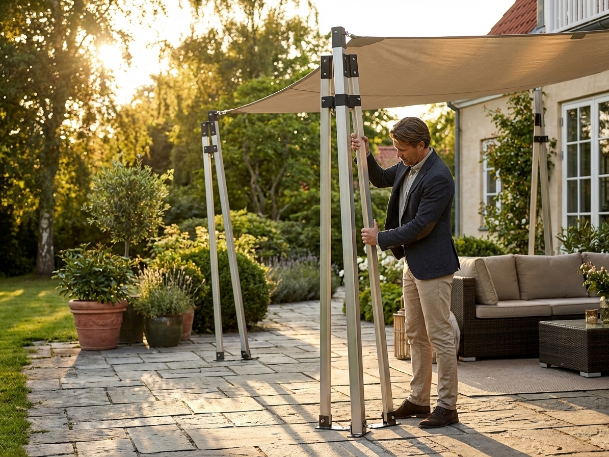 Adjustable aluminium corner leg in silver for indoor and outdoor use - view 3
