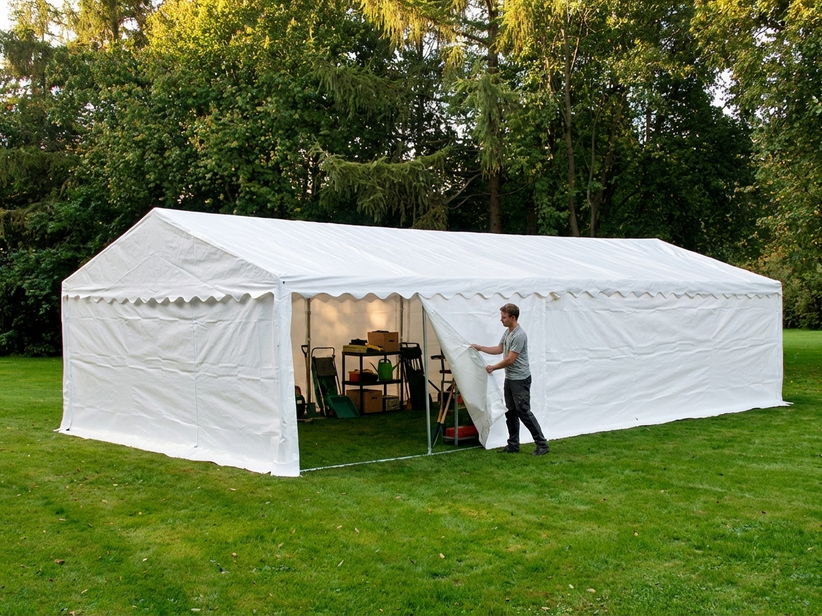 White 5x10m storage tent for outdoor events