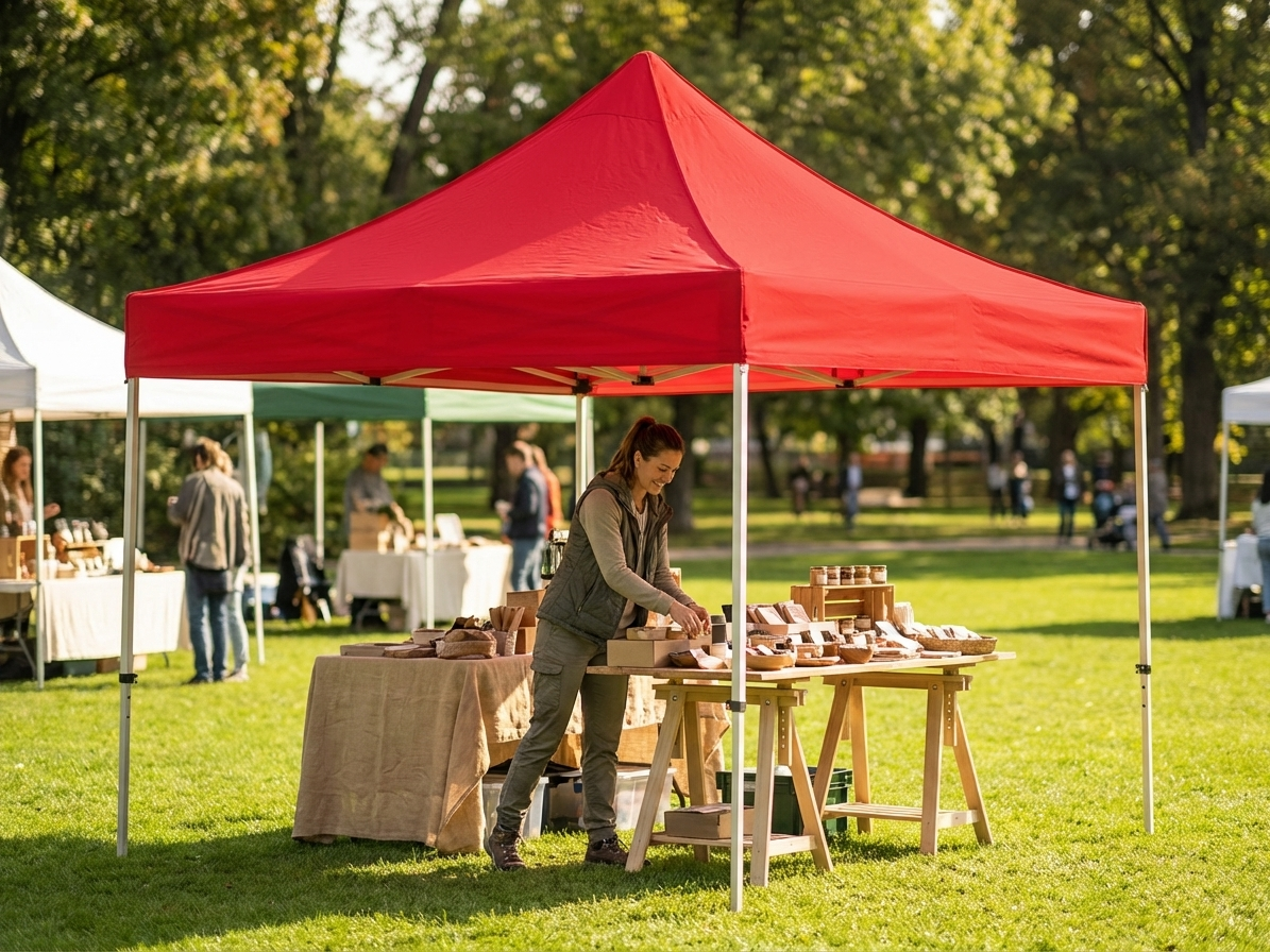 Red gazebo roof cover 3x3 m for outdoor events