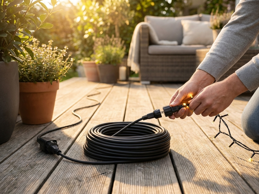 Black 5 m extension cord made of plastic - product detail