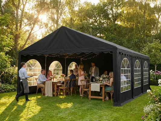 Black PVC/Polyester marquee 4x8 m for outdoor events - product detail