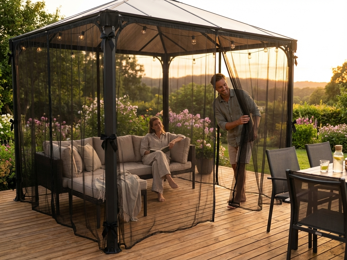 Black mosquito nets for gazebo made from polyester - view 3