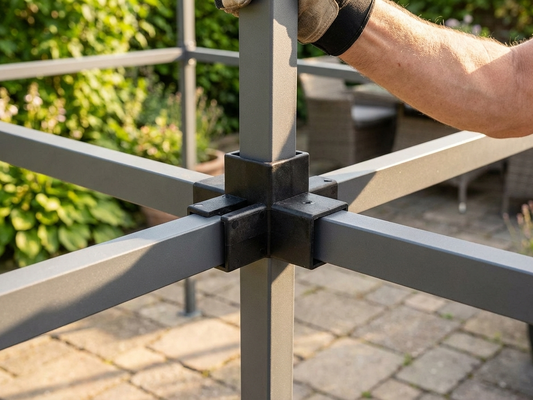 Black plastic top fitting for indoor use