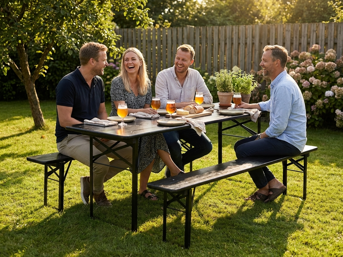 Black Beer Table Set made of Pinewood and Steel - product detail