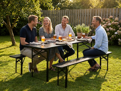 Black Beer Table Set made of Pinewood and Steel - product detail