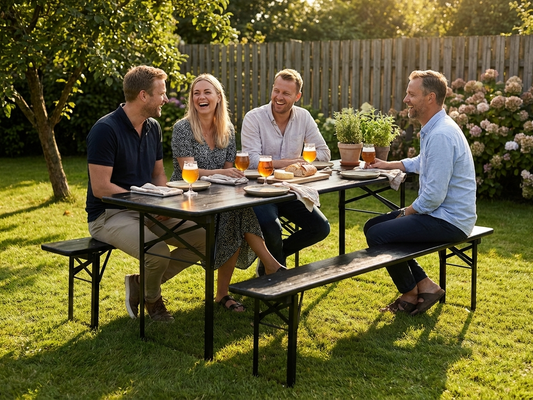 Black Beer Table Set made of Pinewood and Steel - product detail