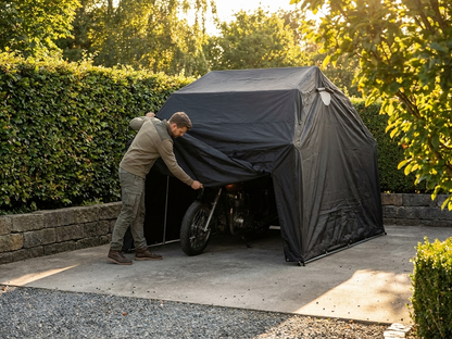 Black folding garage made from 600D Oxford fabric with steel frame - view 3