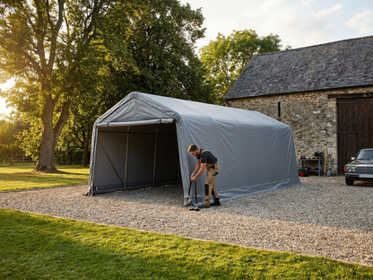 Portable garage roof cover in grey PVC for outdoor use - product detail