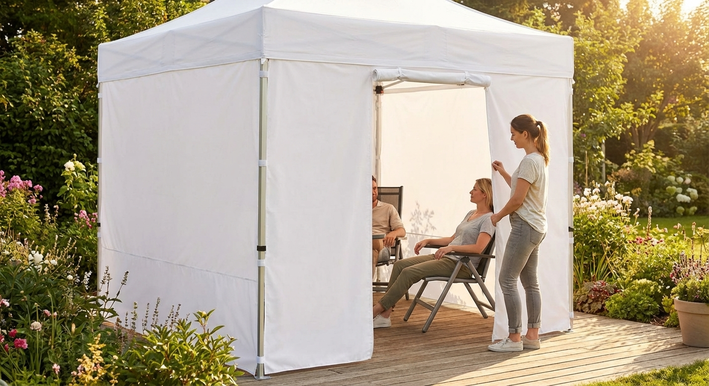 White pop-up gazebo sidewall kit for outdoor events - product detail