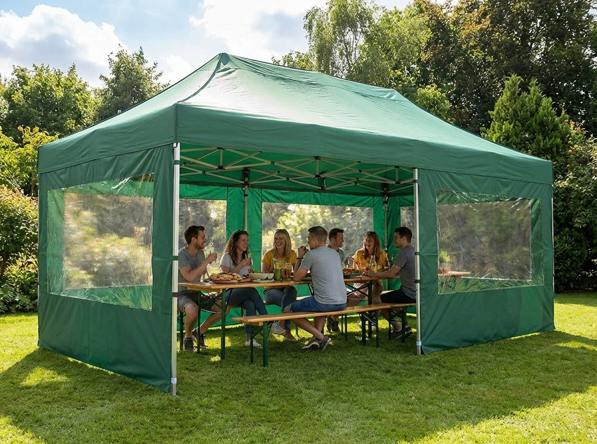 Pop Up Gazebo 4x8m Green with Aluminium Frame