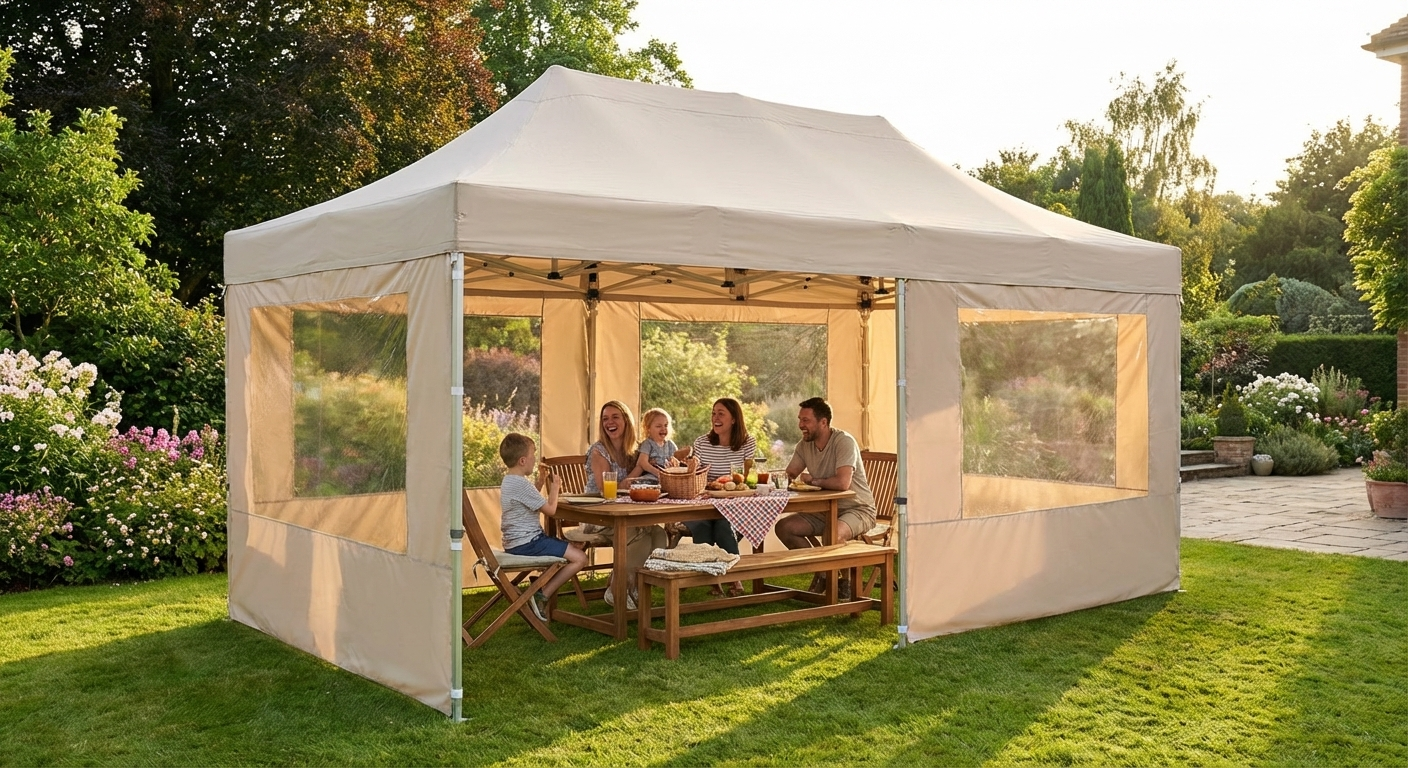 Pop Up Gazebo 3x6 m Latte with Aluminium Frame for Outdoor Events - view 3