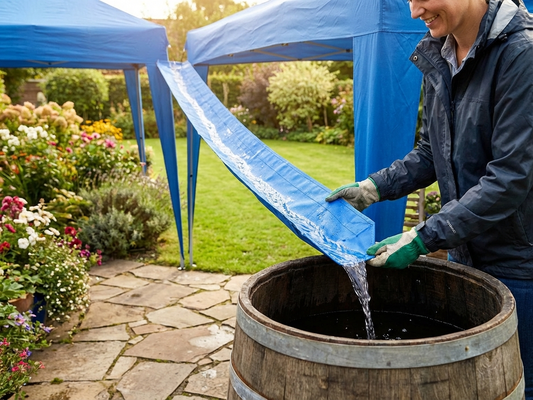 Blue raingutter for FleXtents, polyester with PVC - product detail