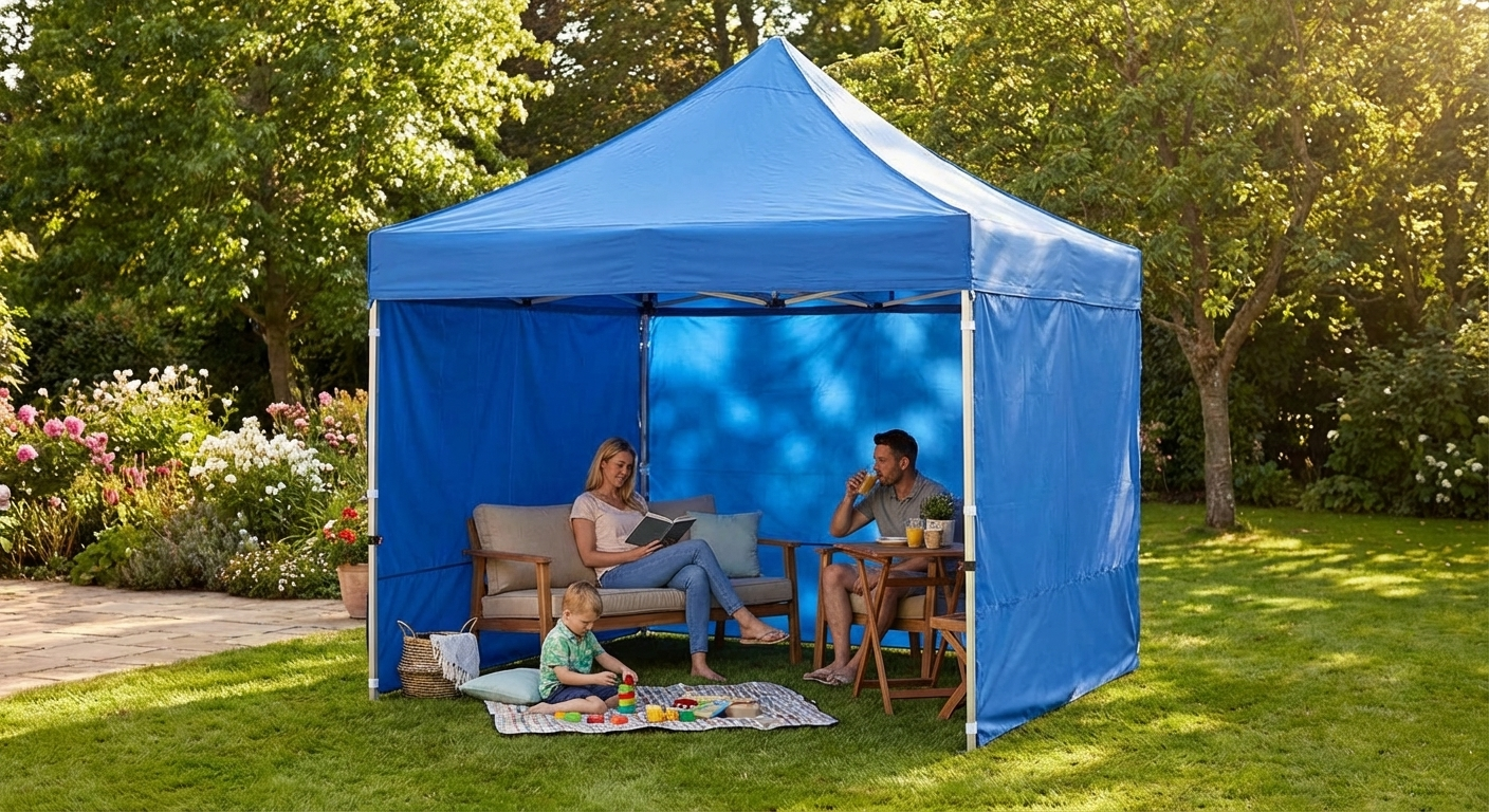 Blue pop-up gazebo with aluminium frame for outdoor events - view 3