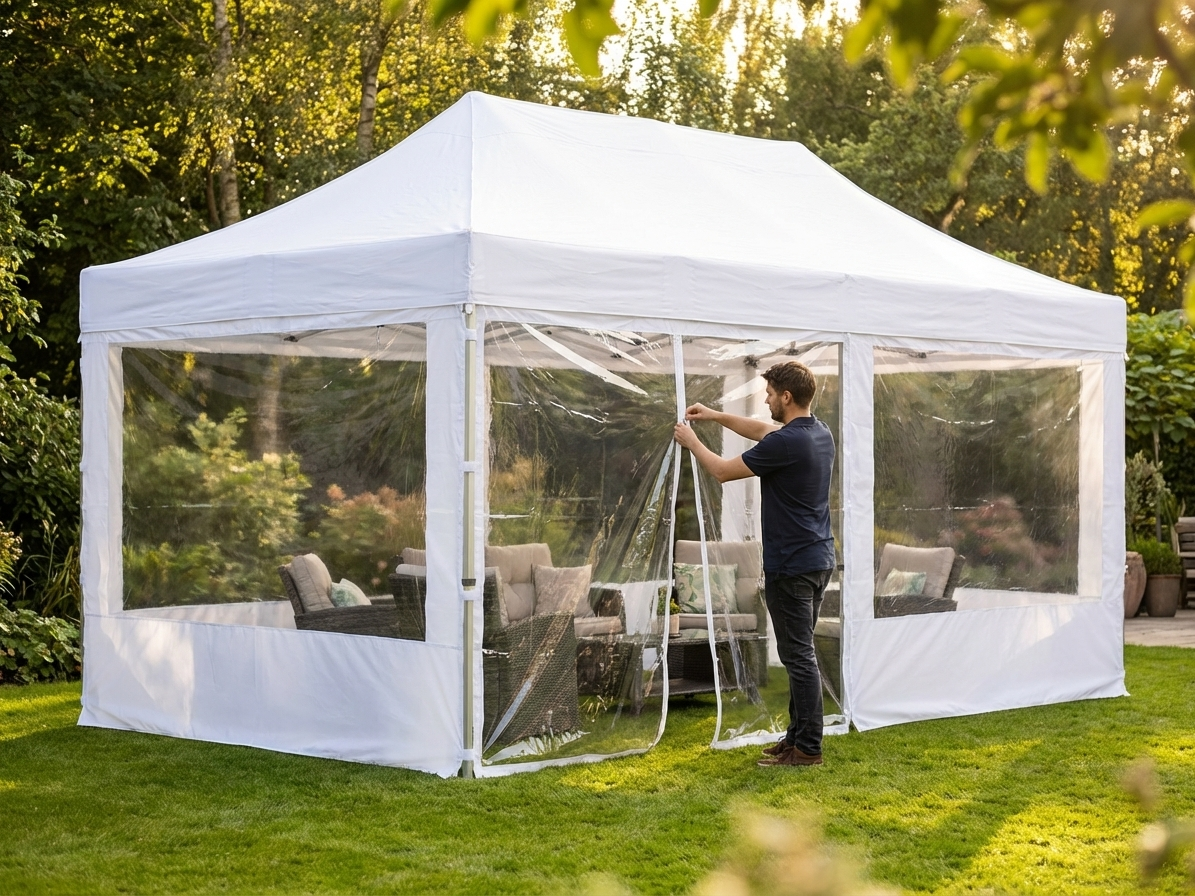 Clear PVC sidewall kit for 3x6m gazebo, ideal for outdoor events - product detail