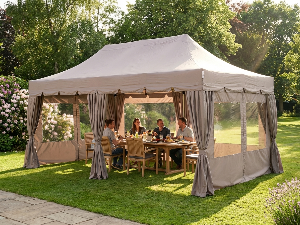 Pop up gazebo 4x6m in latte colour with steel frame for outdoor events - product detail