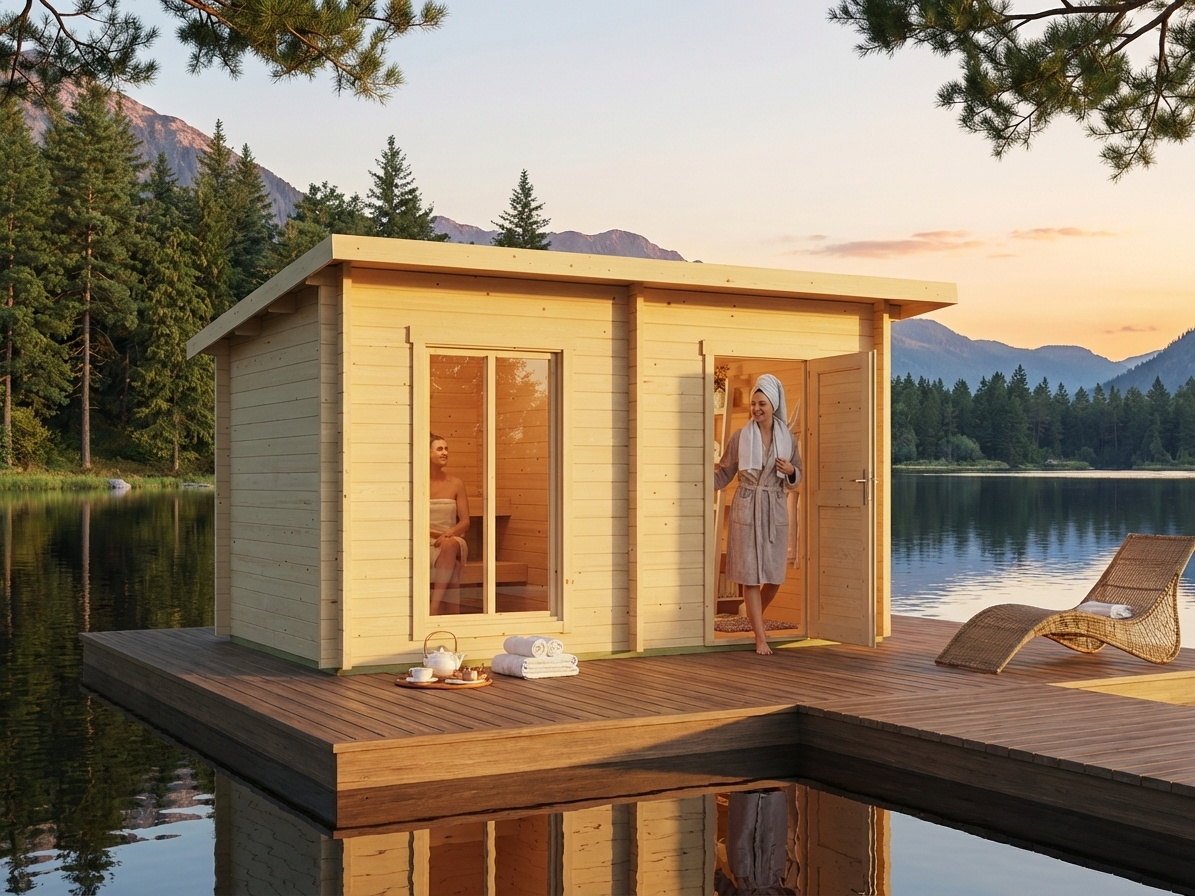 Wooden sauna cabin, Nordic Spruce, natural finish - view 3