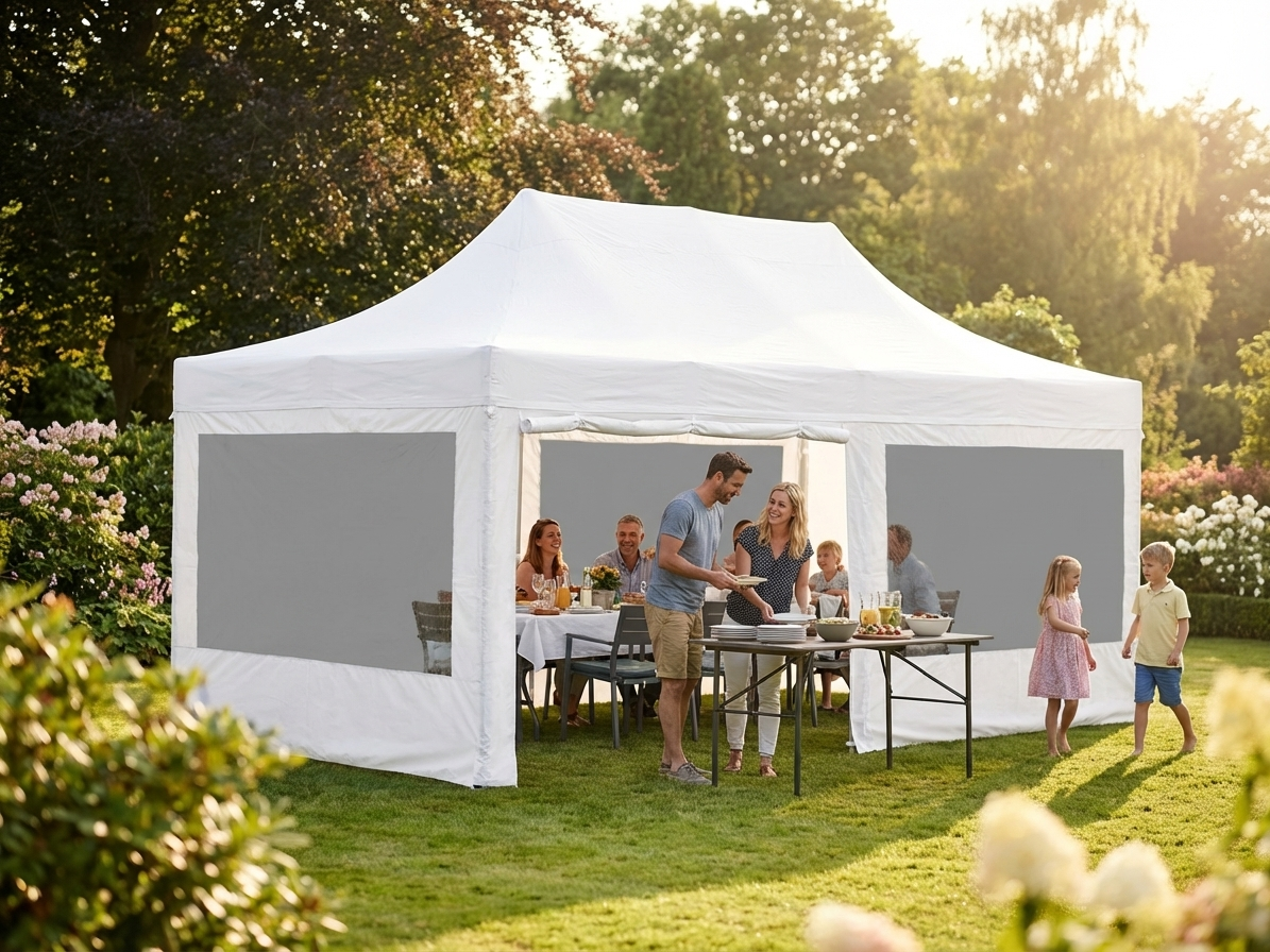 Pop Up Gazebo in White, 4x8m, Heavy Duty for Outdoor Events - view 3