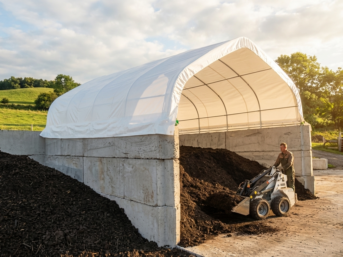 White PVC container shelter 6x6.05x1.8 m for industrial use
