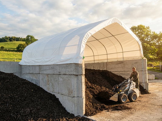 White PVC container shelter 6x6.05x1.8 m for industrial use