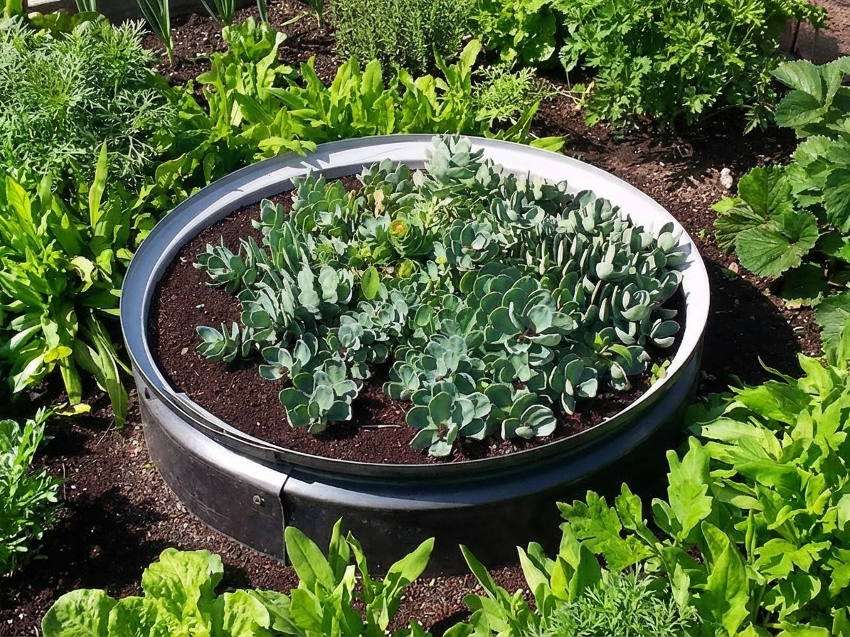 Round raised garden bed in silver made of galvanised steel - product detail