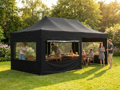 Black pop-up gazebo with steel frame for outdoor events - view 3