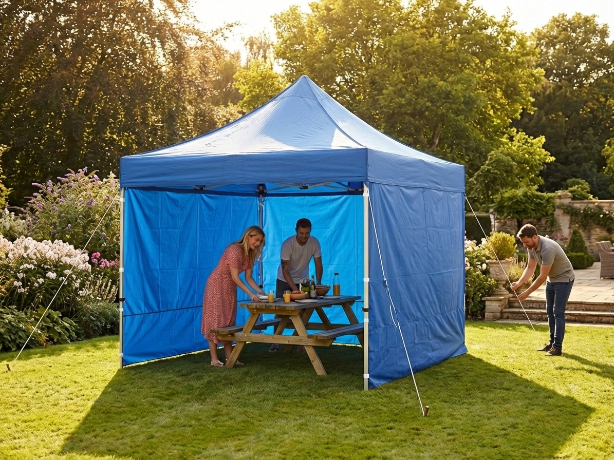 Pop up gazebo in blue with aluminium frame for outdoor use - product detail