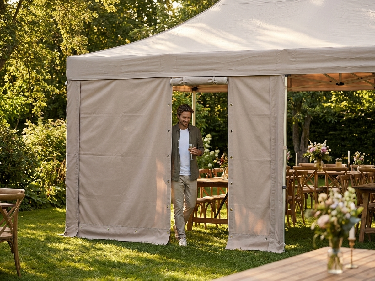 5m sand PVC endwall with wide door, UV-resistant and waterproof - product detail