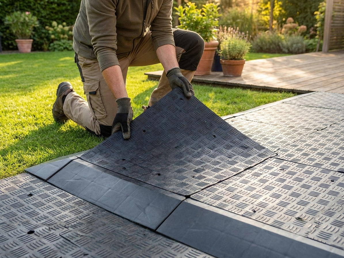Anthracite flooring corner piece made from recycled PE for indoor and outdoor use - product detail