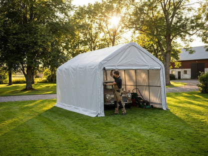 Industrial storage shelter with white polyethylene and steel - view 3