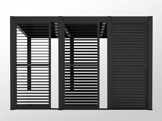 Louvre Sliding Door Set Black Aluminium for Pergolas