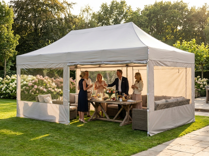 Pop up gazebo in latte colour with steel frame for outdoor events - view 3