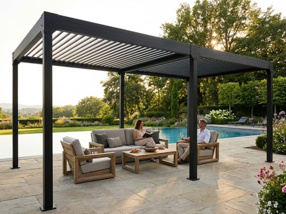 Bioclimatic pergola gazebo in black for outdoor use - view 3