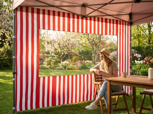 Sidewall with Panorama Window 3 m in White and Red for outdoor events
