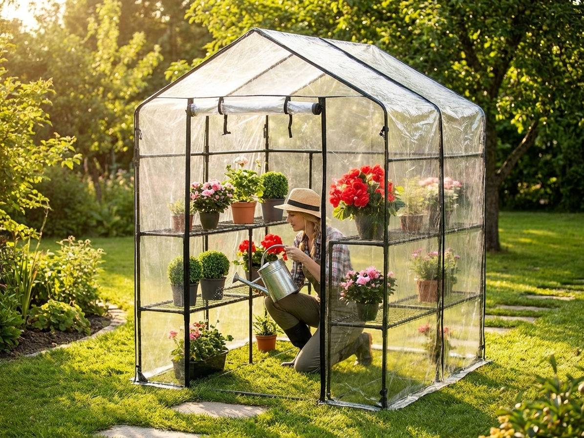 XL polytunnel greenhouse with transparent PVC cover - product detail